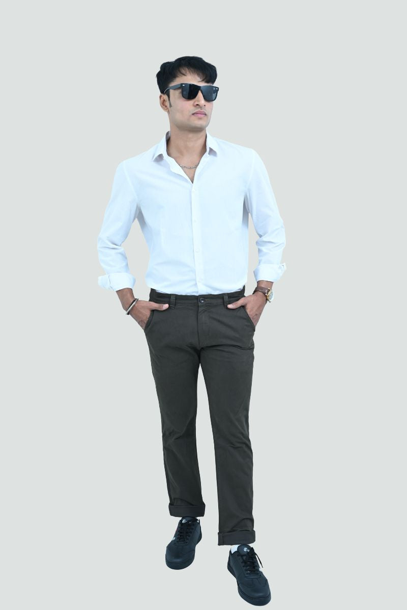Tapered Fit Olive Trouser