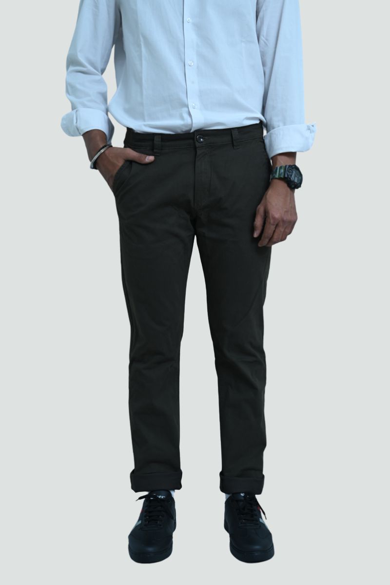 Tapered Fit Olive Trouser