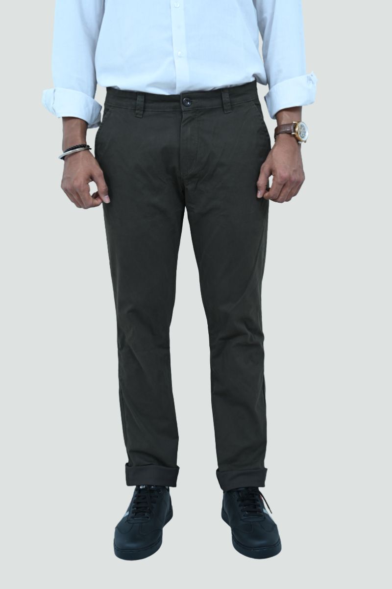 Tapered Fit Olive Trouser